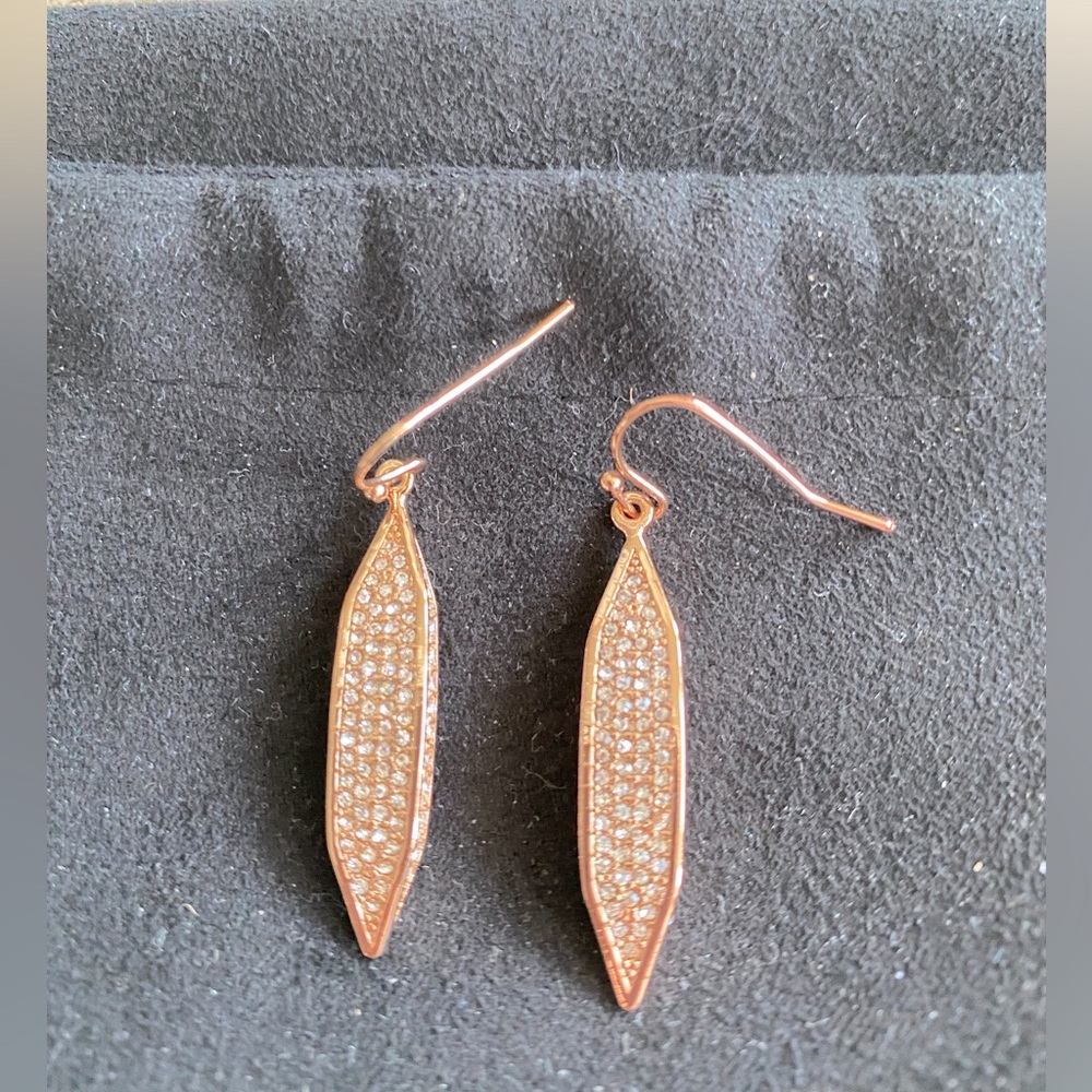Vince Camuto Rose Gold and Pave Drop Earrings